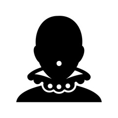 Silhouette illustration of a person wearing a ruff, representing historical fashion