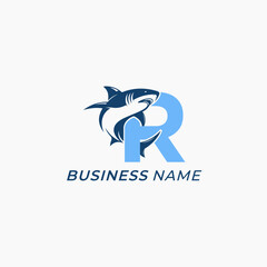 design logo combine shark and letter R