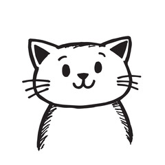 Cat Doodle Black and White Illustration Vector Image Cute Kitten Sketch Line Art Drawing Silhouette