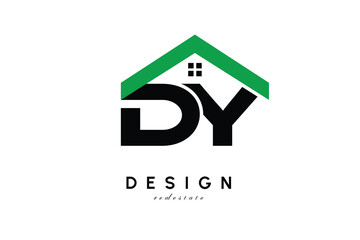 DY Letter Logo &ndash; Green Roof House Monogram for Real Estate & Home Branding