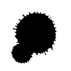 Close-up view of a black ink splatter design.