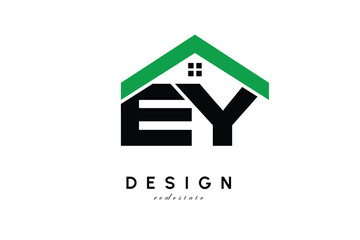 EY Letter Logo – Green Roof House Monogram for Real Estate & Home Branding