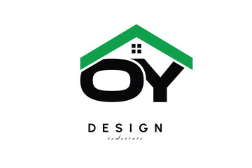 OY Letter Logo – Green Roof House Monogram for Real Estate & Home Branding