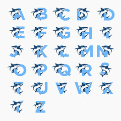 design logo creative font initial and animal shark