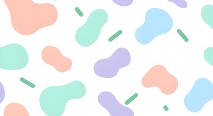 Vibrant organic shapes and lines create a playful, modern abstract pattern with pastel colors