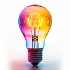 Rainbow light bulb on white background