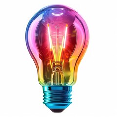 Rainbow light bulb on white background
