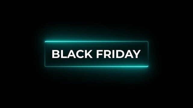Signpost with Black Friday wording. 3D rendering. glow neon line and left to right direction arrow animation on a black background.