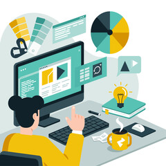 Fototapeta premium Graphic design concept with digital tools, the creative design process