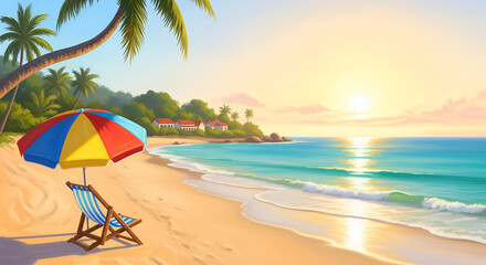 Relax on stunning tropical beach with turquoise water and soft sand at sunset perfect for vacation