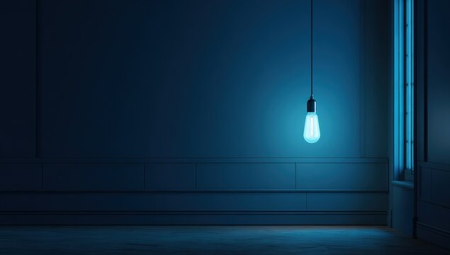 A dimly lit room, a single glowing light