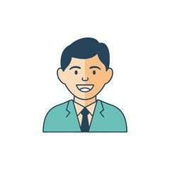 Cute cartoon business people smiling expression, vector job illustration