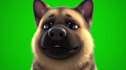 a cartoon german shepherd dog with a green screen background - Powered by Adobe