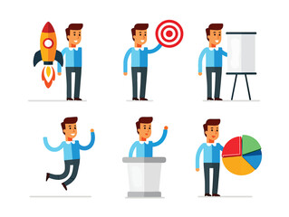 Businessman Character Illustrations Set