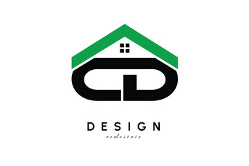 CD Letter Logo – Green Roof House Monogram for Real Estate & Home Branding