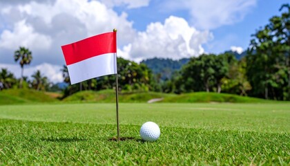 golf ball and flag