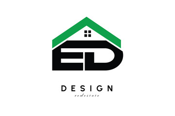 ED Letter Logo – Green Roof House Monogram for Real Estate & Home Branding