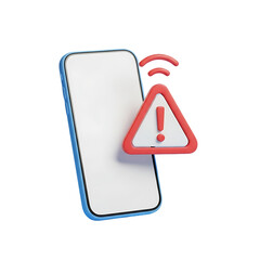 Smartphone displaying a 3D warning alert, indicating a problem or notification.