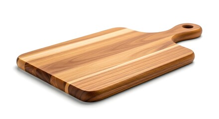 Natural wooden cutting board with smooth finish and ergonomic handle, perfect for culinary prep