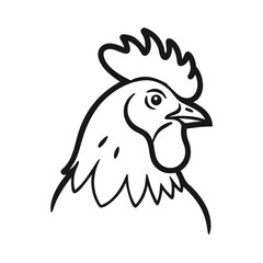 rooster head line art silhouette vector illustration