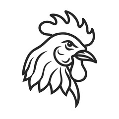 rooster head line art silhouette vector illustration