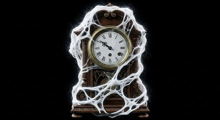 Antique Clock Entangled in a Web of Time