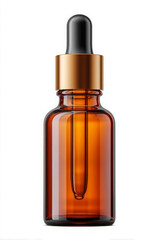 Fototapeta premium Amber glass dropper bottle, minimal skincare essential, appears clean and ready for new product