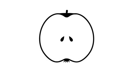 Obraz premium Apple half section black white icon