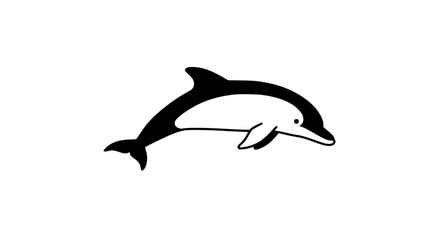Obraz premium Dolphin jumping high in ocean black white icon