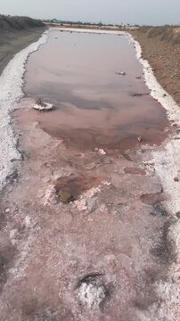 Pink salt lakes in Torrevieja, Spain. Salt mining