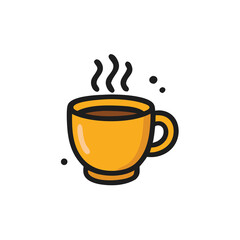 Obraz premium Cute coffee cup doodle cartoon clip art, perfect for merchandise, printable designs, and creative marketing visuals.