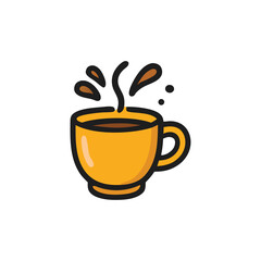 Coffee cup cartoon clip art with playful style, suitable for kids projects, social media, and modern vector graphics.