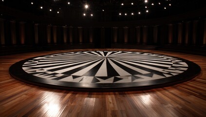 Circular patterned floor in a large hall