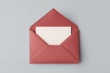Open minimal red envelope reveals blank card, ready for heartfelt message