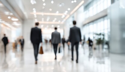 Blurred view of business people walking in a modern office hallway (2)