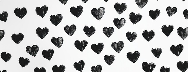 Fototapeta premium 2D graphic heart pattern background hearts black.