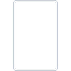 A blank white vertical rectangle with a thin, light gray, double-lined border and rounded corners on a white background.
