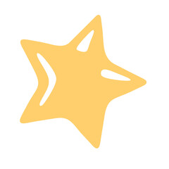 A simple, hand-drawn yellow star with rounded corners and highlights, isolated on a white background.
