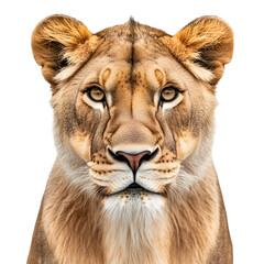 Obraz premium Close-up Portrait of Majestic Lioness: Isolated Wildlife Beauty