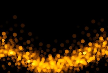 Dark abstract background overlaid with dense golden glitter bokeh sparkles,  design,  sparkle