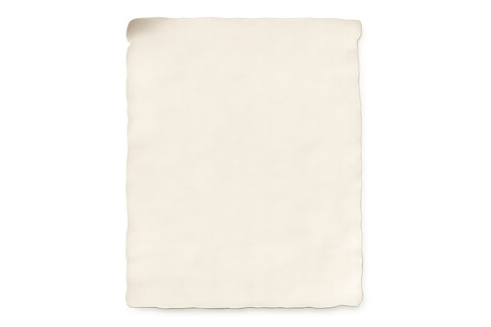 Aged blank paper with torn edges in rectangular shape, isolated on transparent background, offering space for text or design
