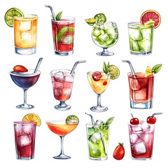 Vibrant Tropical Cocktails with Fresh Fruits for Refreshing Summer Drinks