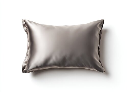 Gray silk pillow, top view