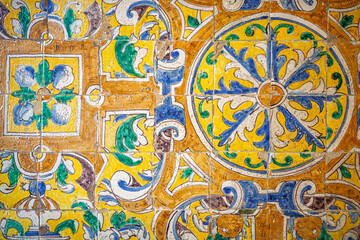Geometric tilework in the Vaulted Hall of Royal Alcazar, Seville
