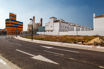 Naklejka premium Single-family homes near industrial zone in Aljarafe, Seville