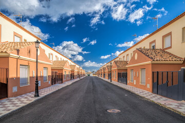 Charming row houses in Aljarafe region of Seville on a sunny day