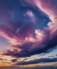 Dramatic sunset sky with vibrant colors and ethereal clouds above