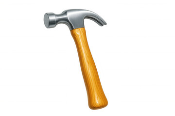 Steel claw hammer with wooden handle isolated on transparent background, ready for carpentry and construction projects