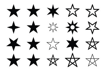 Obraz premium Collection of Black and White Star Icons for Graphic Design Projects