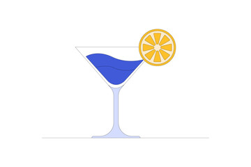 refreshing blue cocktail garnished with slice of orange